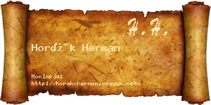 Horák Herman névjegykártya